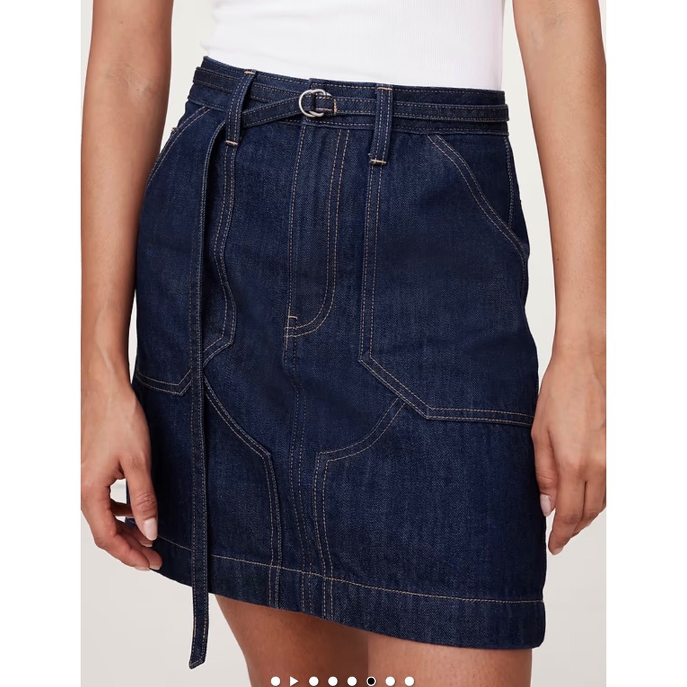Banana Republic Dark Wash Denim Mini Skirt with D-Ring Belt Size 8 Utility Skirt